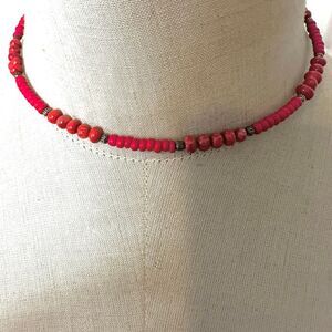 Silpada Red Coral & Sterling Silver Choker Necklace